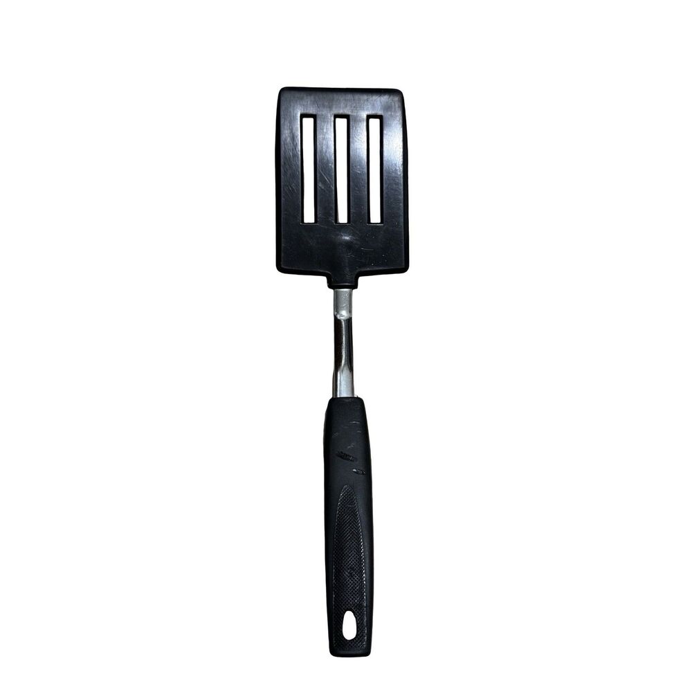 Vintage Unbranded Nylon Short 3 Slotted Spatula Turner Flipper 10” Black